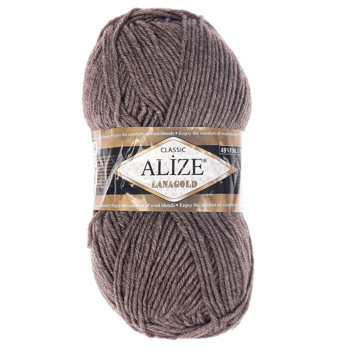 

Пряжа ALIZE Lanagold, 51% акрил, 49% шерсть, 240 мх100 г, 240 светло-коричневый меланж