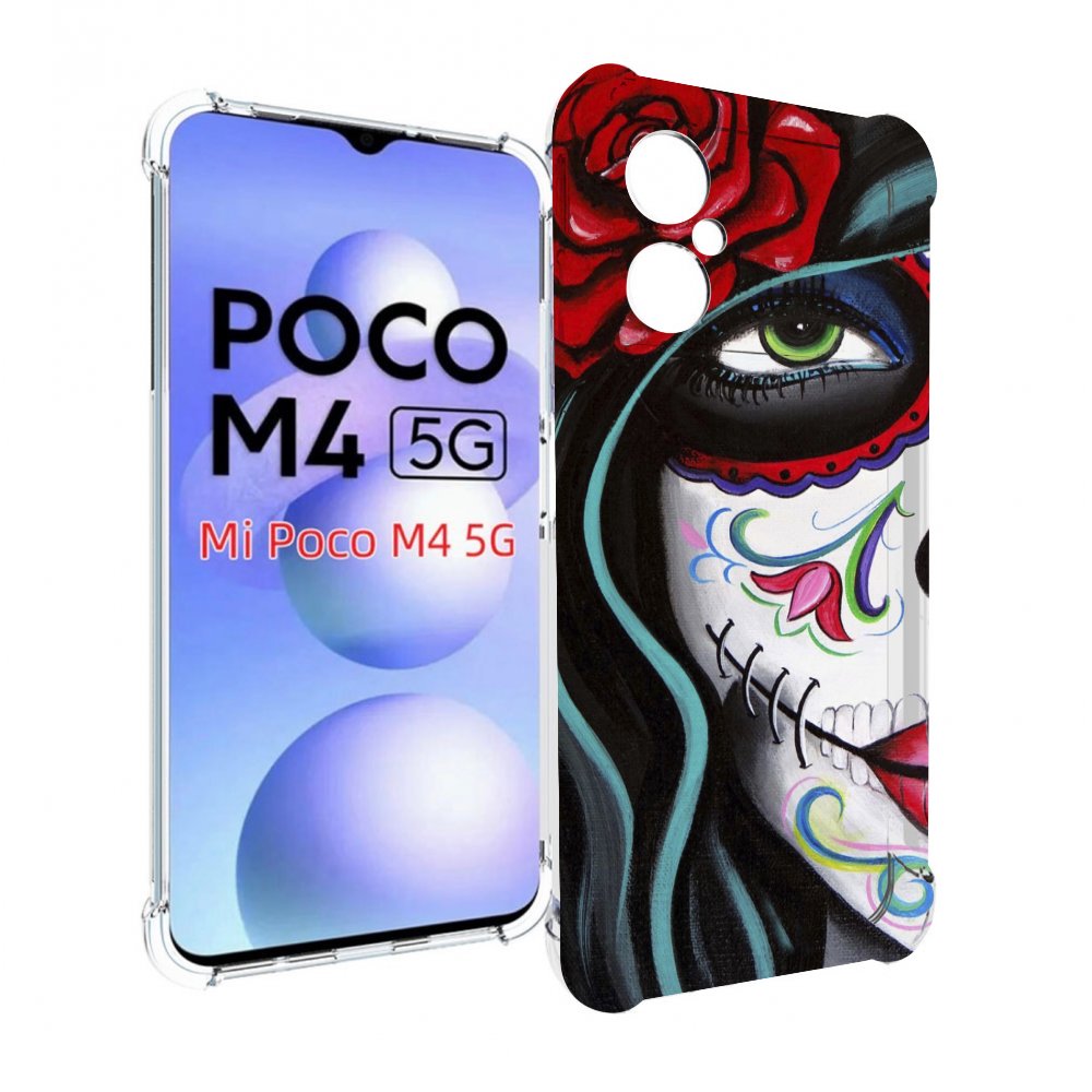 

Чехол MyPads девушка в масочке расписная женский для Xiaomi Poco M4 5G, Прозрачный, Tocco