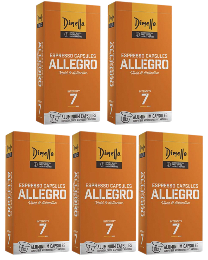 Кофе Dimello в капсулах Allegro, 5 упаковок по 10 шт