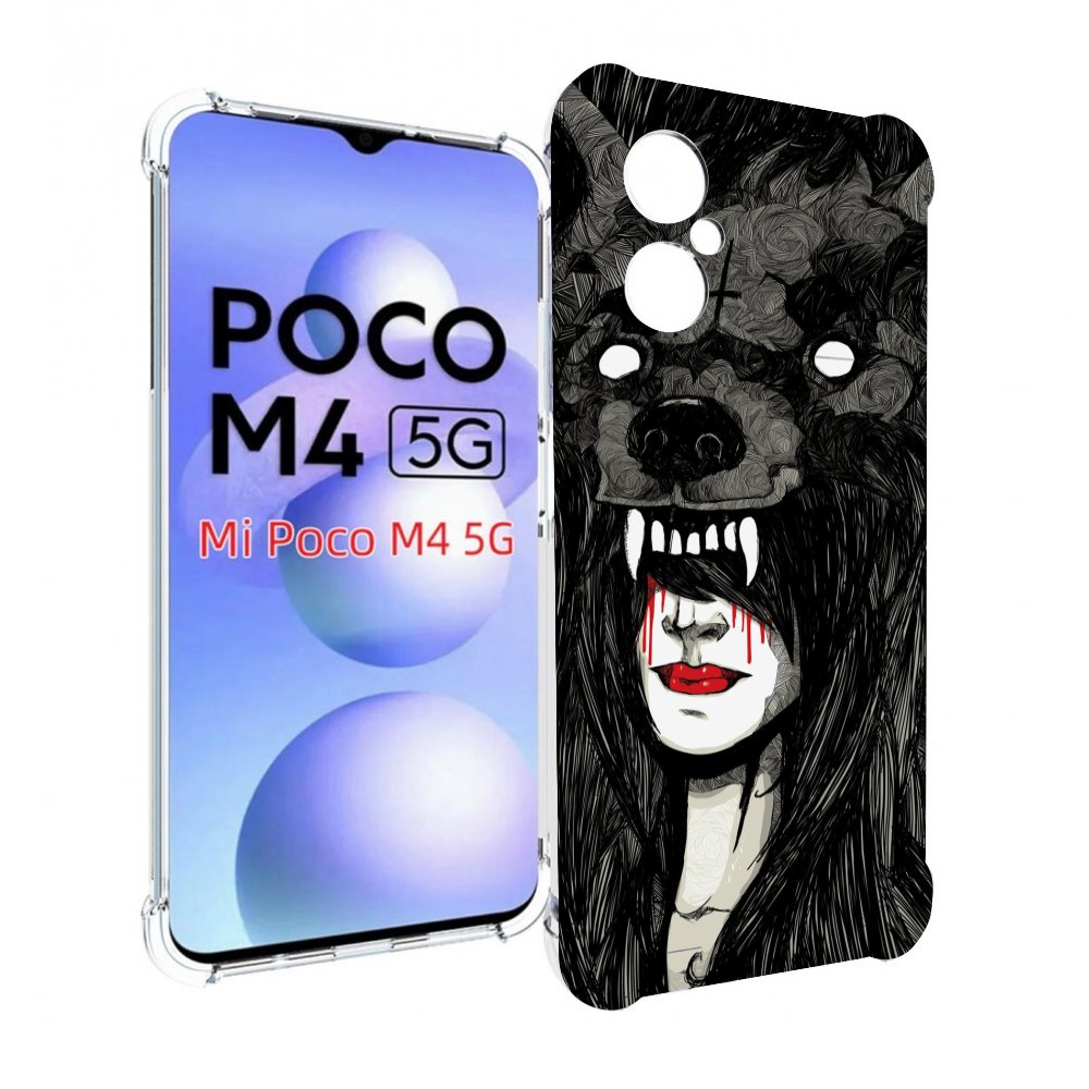 

Чехол MyPads девушка в шкуре волка женский для Xiaomi Poco M4 5G, Прозрачный, Tocco