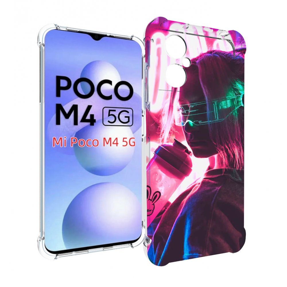 

Чехол MyPads девушка неоновый фон женский для Xiaomi Poco M4 5G, Прозрачный, Tocco