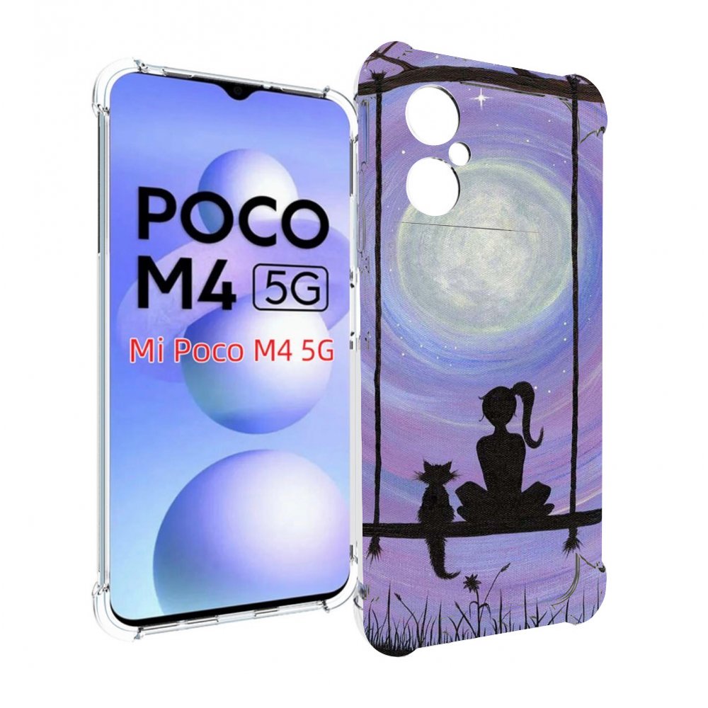 

Чехол MyPads девушка с котом на качеле женский для Xiaomi Poco M4 5G, Прозрачный, Tocco