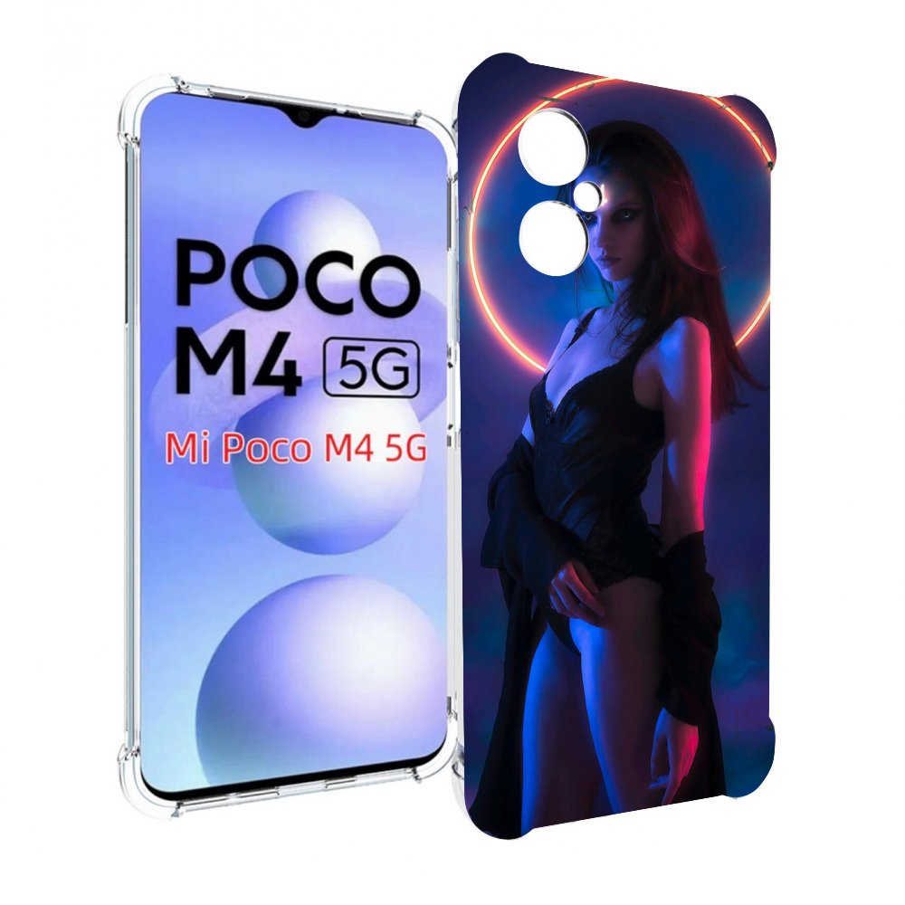 

Чехол MyPads девушка с неоновым кругом женский для Xiaomi Poco M4 5G, Прозрачный, Tocco