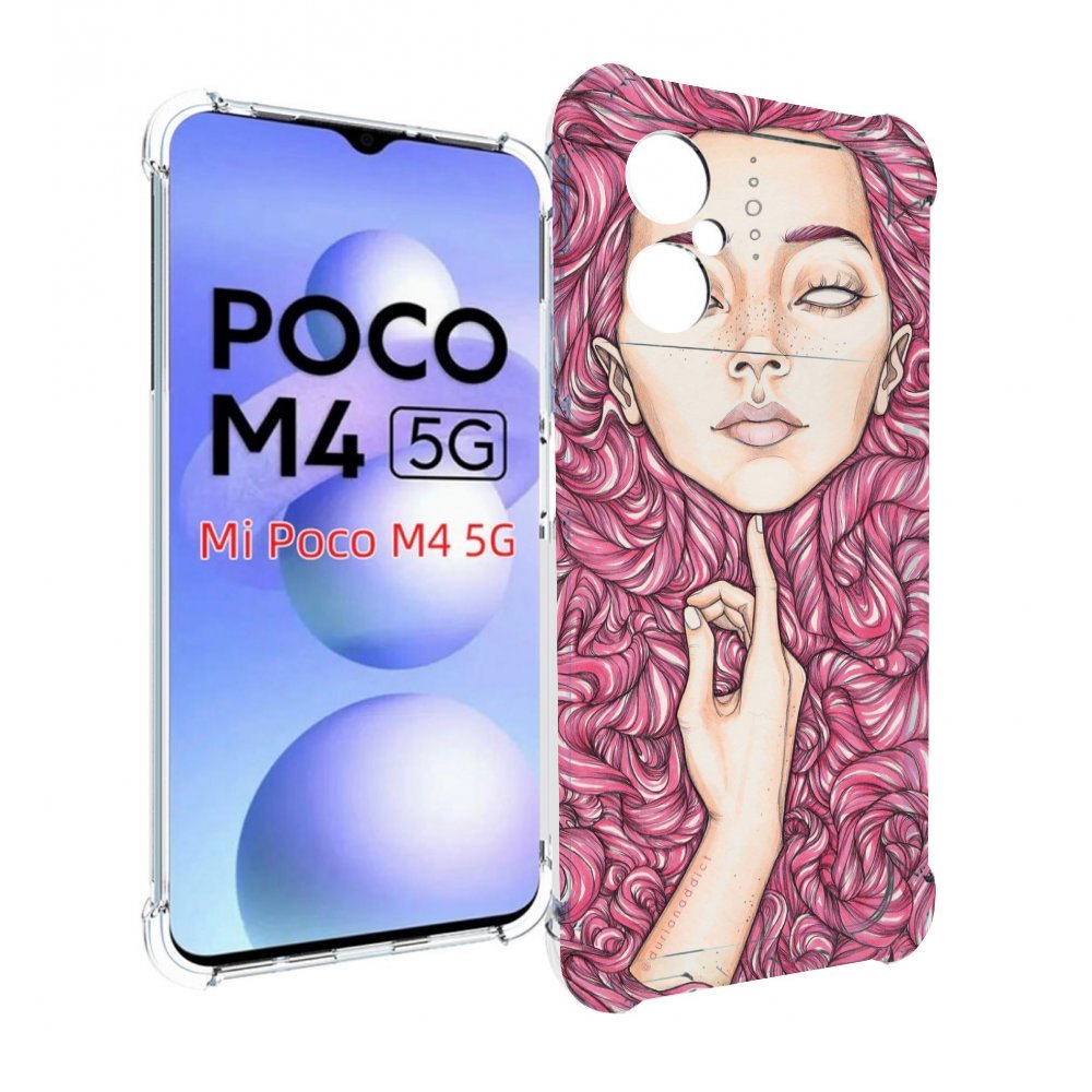 

Чехол MyPads девушка утонула в волосах женский для Xiaomi Poco M4 5G, Прозрачный, Tocco