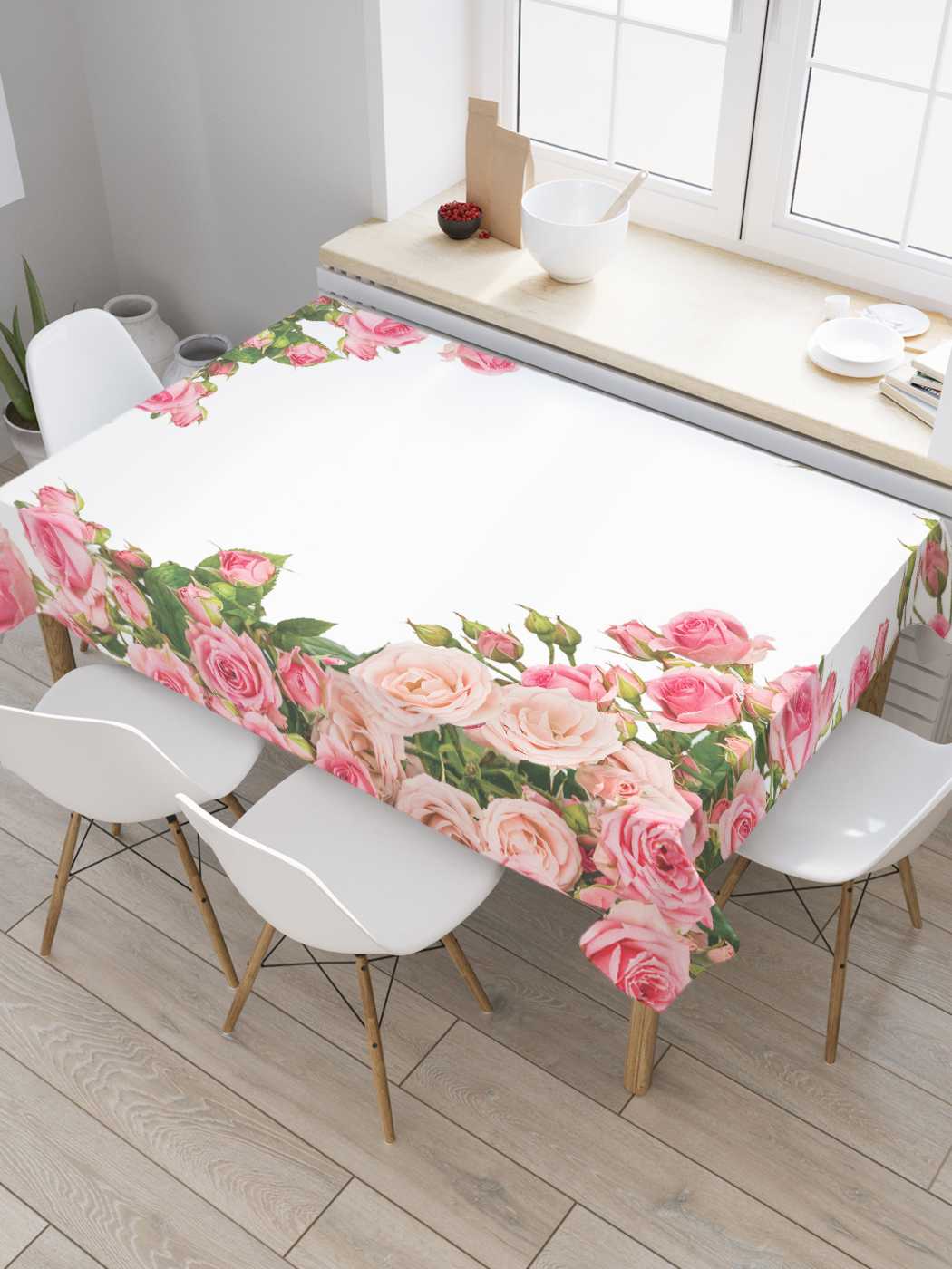 

Скатерть прямоугольная JoyArty "Тоннель из роз" из оксфорда, 180x145 см, Серый, Тоннель из роз