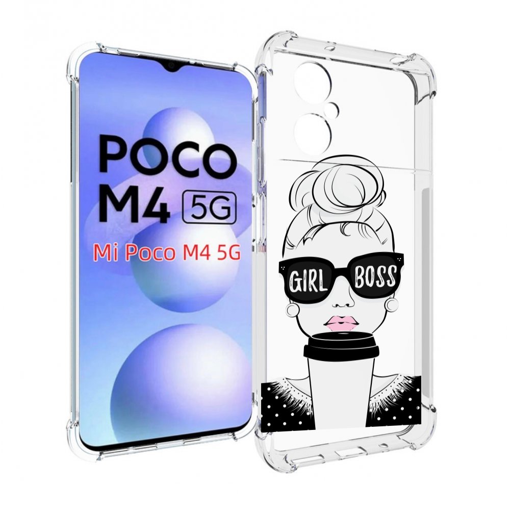 

Чехол MyPads девушка-босс женский для Xiaomi Poco M4 5G, Прозрачный, Tocco