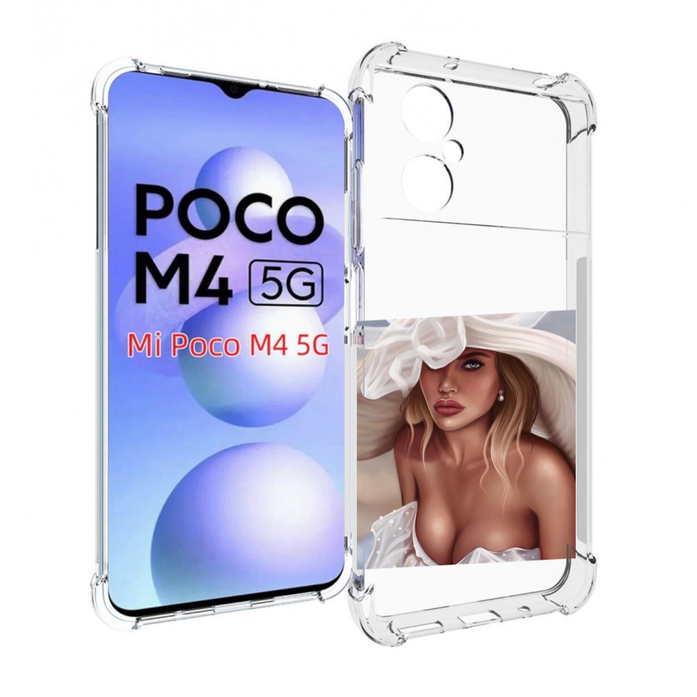 Чехол MyPads девушка-в-белой-шляпе женский для Xiaomi Poco M4 5G