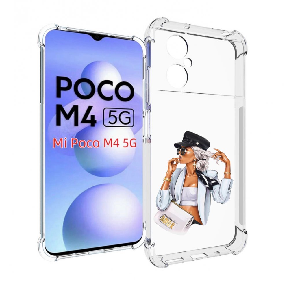 

Чехол MyPads девушка-в-белом-с-модной-сумочкой женский для Xiaomi Poco M4 5G, Прозрачный, Tocco