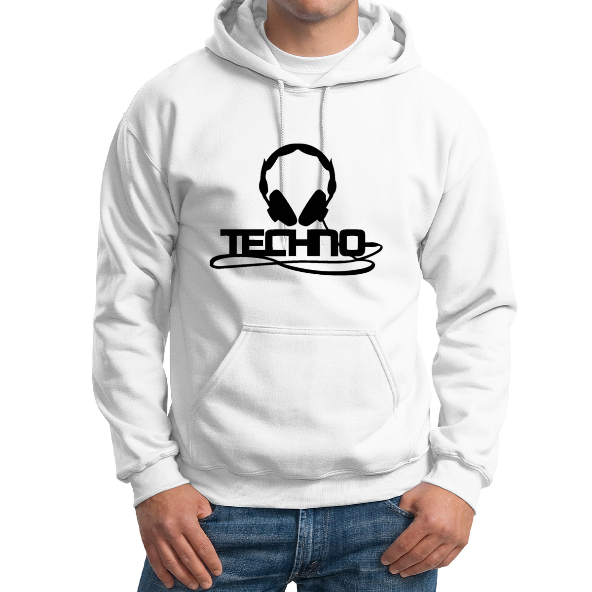 

Худи унисекс CoolPodarok Techno техно белое 62 RU, Белый, M0113159