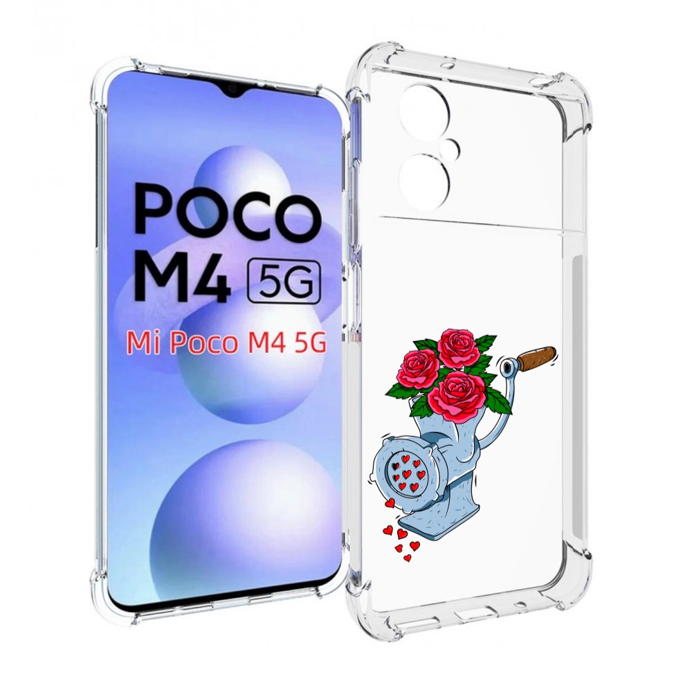 

Чехол MyPads Цветочные сердца для Xiaomi Poco M4 5G, Прозрачный, Tocco