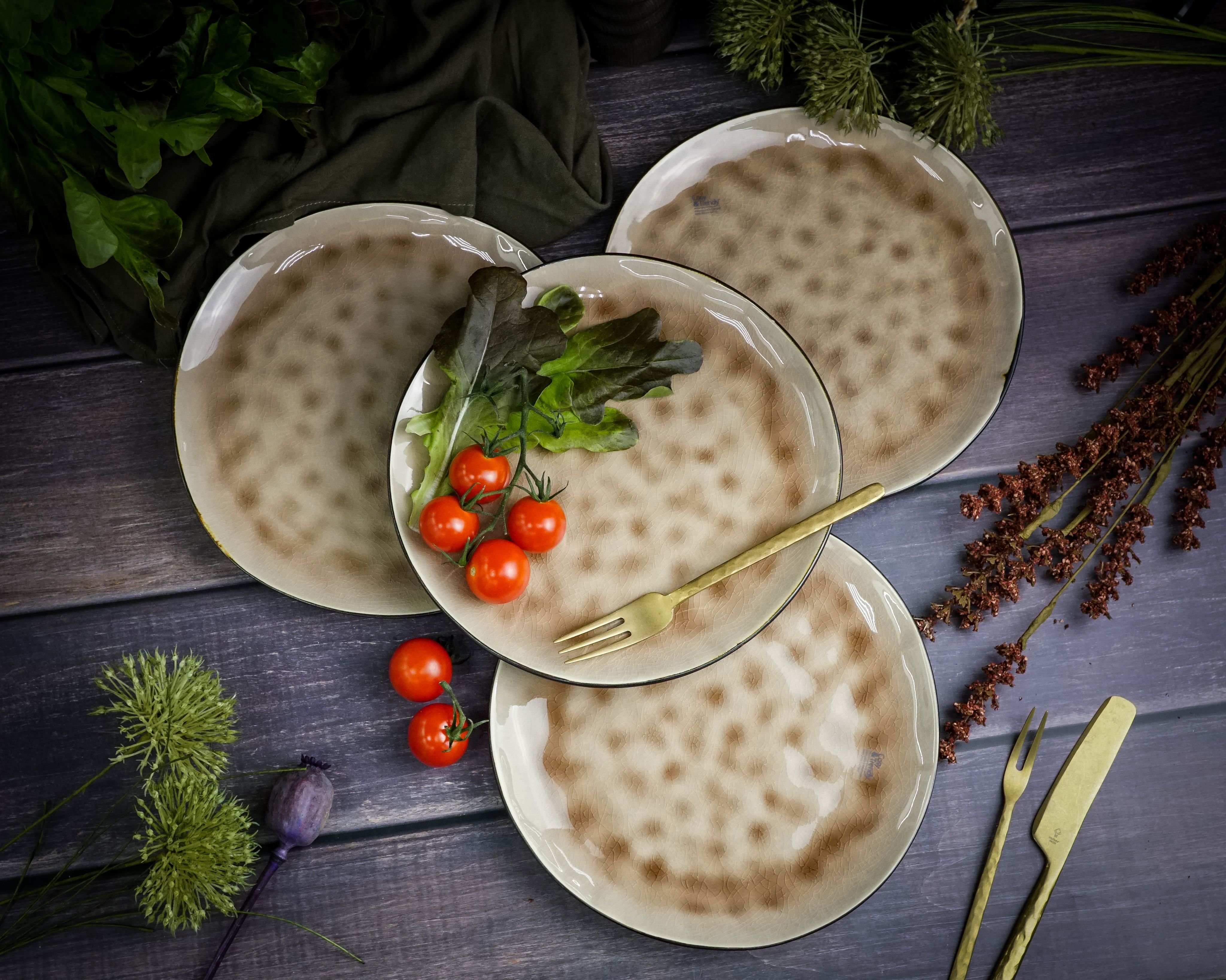 

Набор обеденных тарелок Cosy & Trendy Laguna Old Rose, 20 см.,4 шт.,керамика, Бежевый;черный