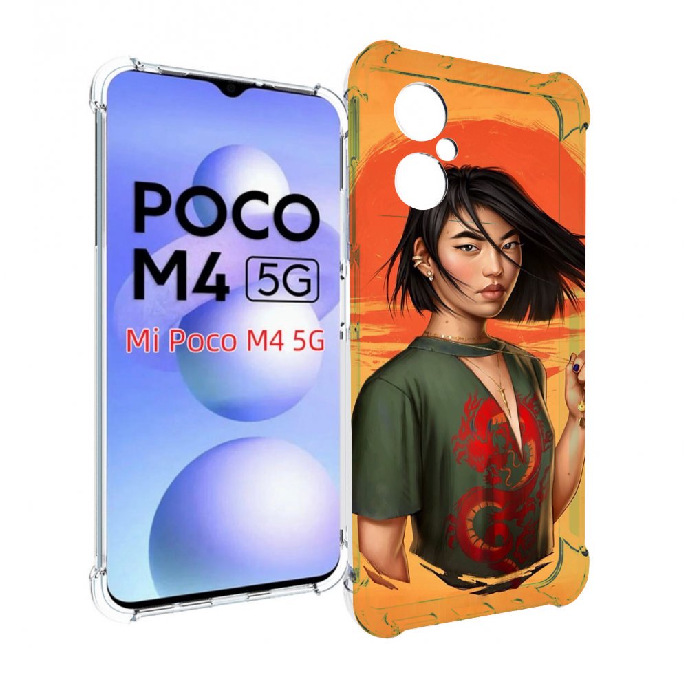 

Чехол MyPads девушка-в-оранжевом-фоне женский для Xiaomi Poco M4 5G, Прозрачный, Tocco