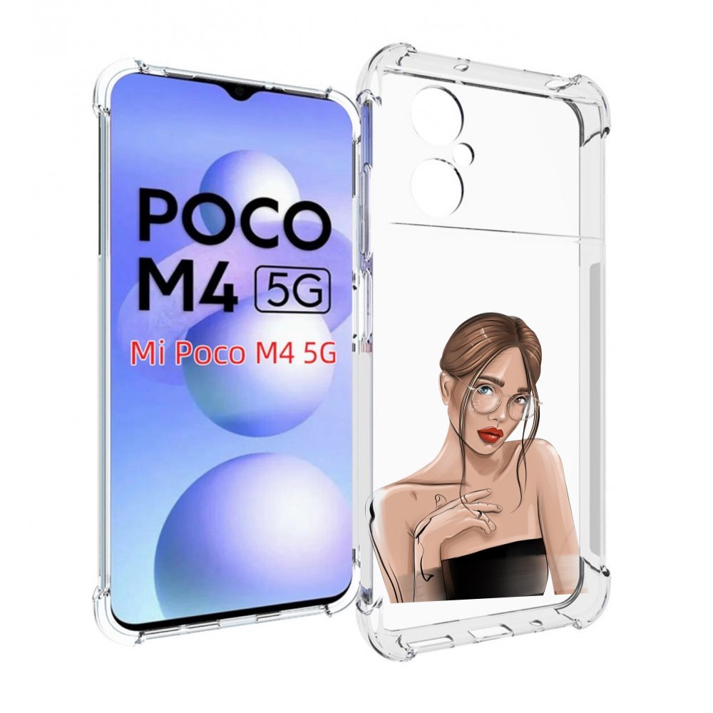 

Чехол MyPads девушка-в-очках-с-красивыми-глазами женский для Xiaomi Poco M4 5G, Прозрачный, Tocco