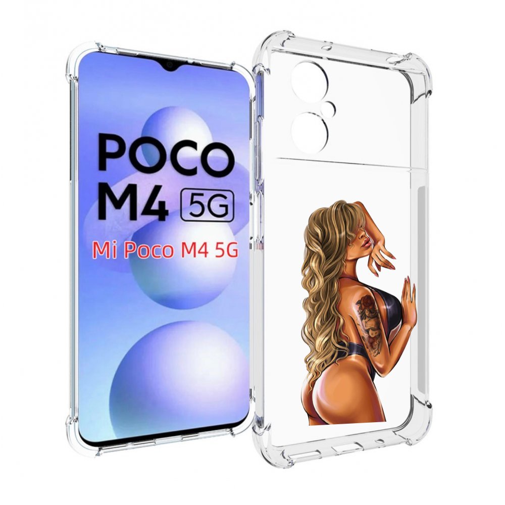 Чехол MyPads девушка-в-черном-кожаном-купальнике женский для Xiaomi Poco M4 5G