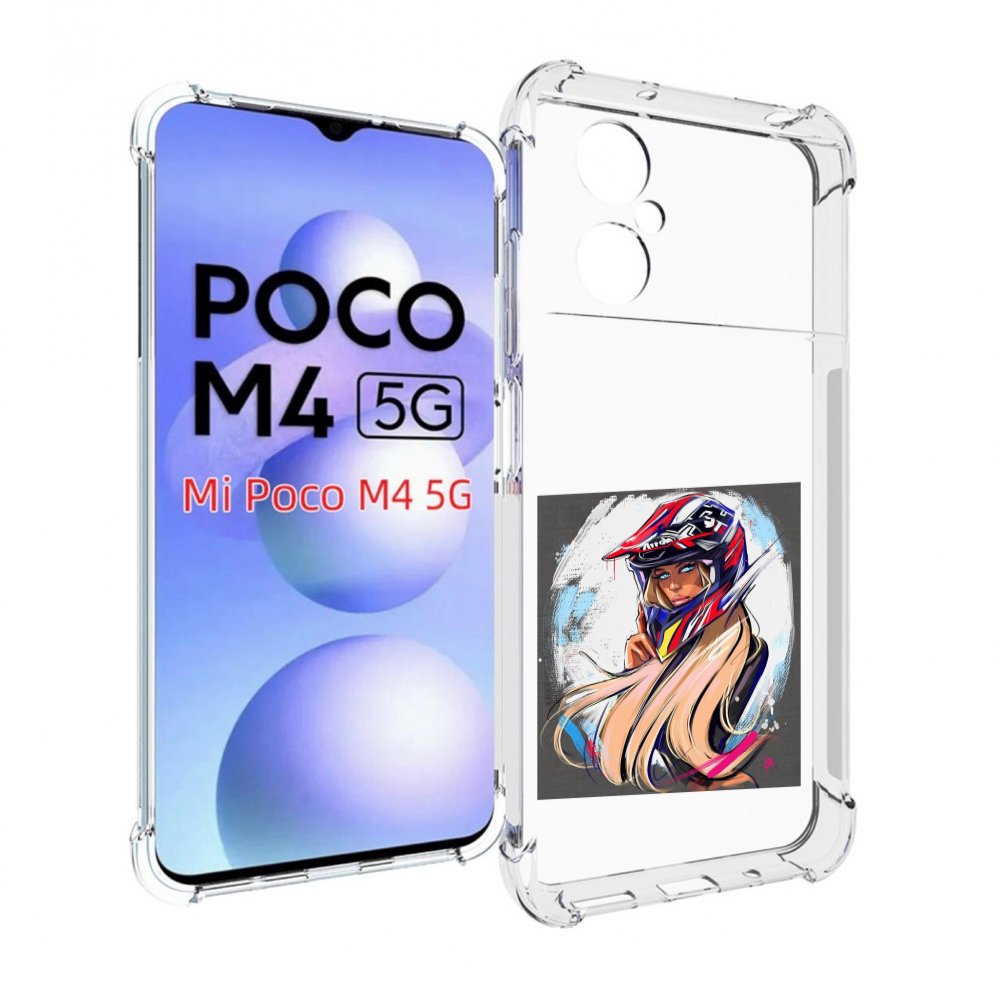 

Чехол MyPads девушка-в-шлеме для Xiaomi Poco M4 5G, Прозрачный, Tocco