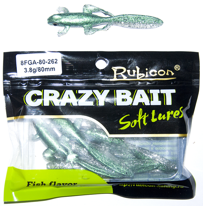 

Силиконовая приманка Rubicon Crazy Bait 80 мм, 262, 6 шт., Зеленый, Crazy Bait