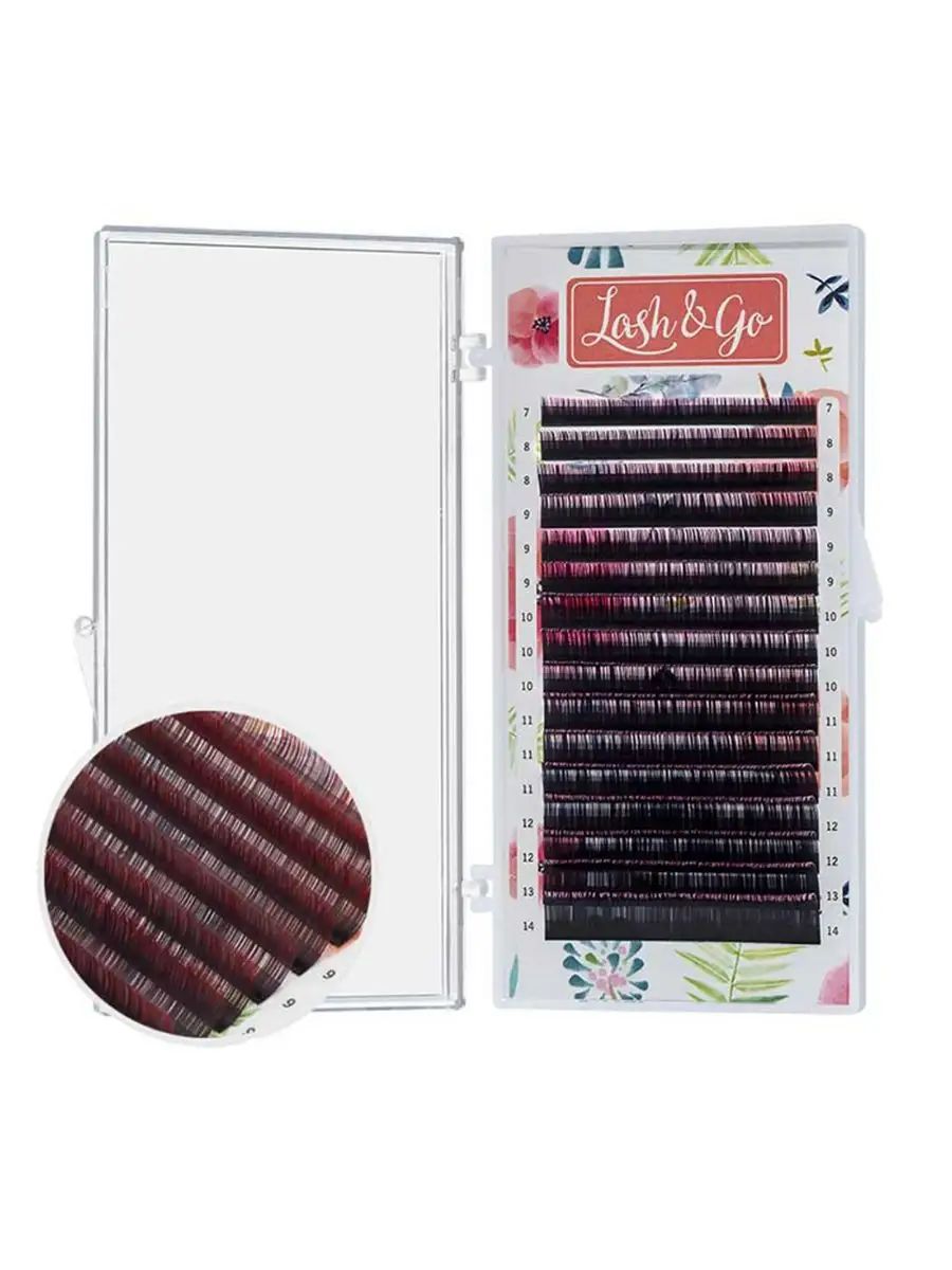 

Ресницы Lash&Go 0.10 C 7-14 mm 16 линий омбре красный