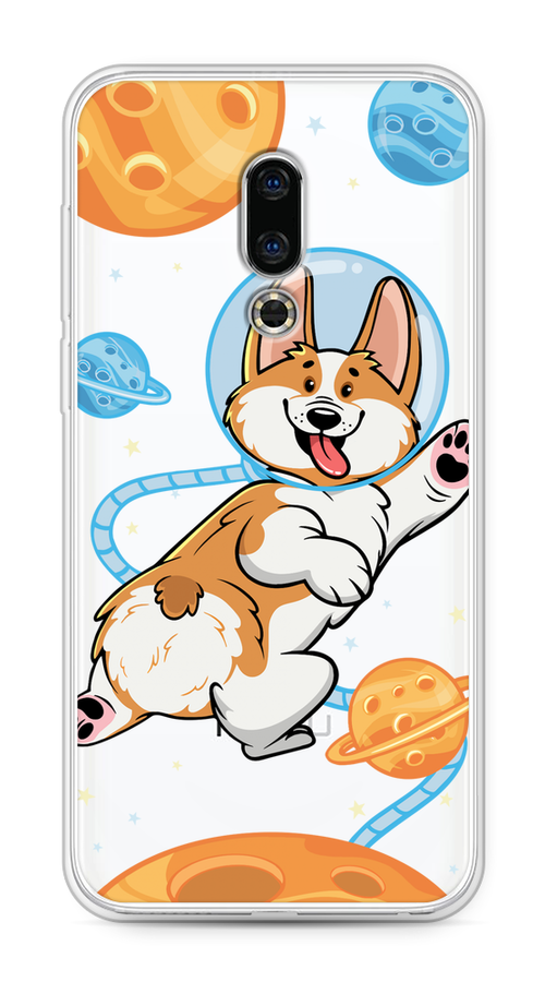 

Чехол на Meizu 16th "Корги-космонавт", Голубой;бежевый;белый, 72750-1