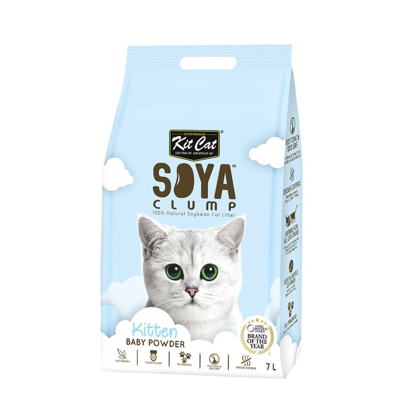 фото Комкующийся наполнитель для кошек kit cat soyaclump соевый, 2.5 кг, 7 л,