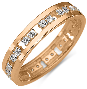 фото Кольцо обручальное из золота с фианитом р. 20 platina jewelry 01-3274-00-401-1110-23