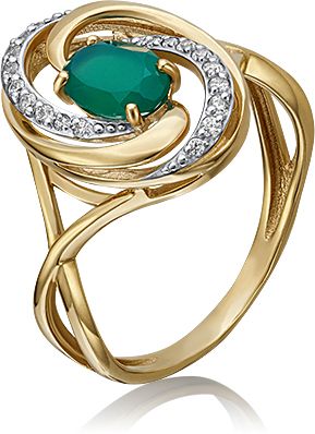

Кольцо из желтого золота р. , PLATINA jewelry 01-4640-00-275-1130-47, халцедон/фианит, 01-4640-00-275-1130-47
