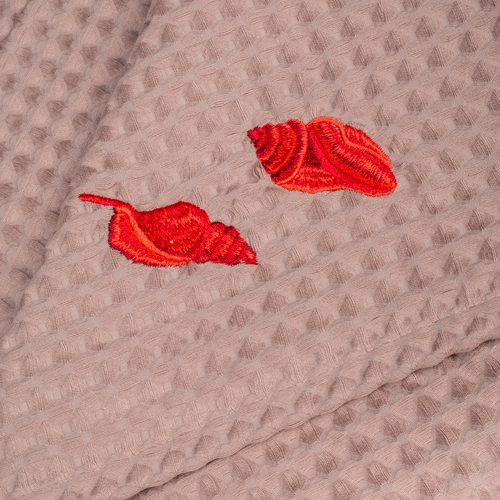 фото Полотенце вафельное с вышивкой sea shells, банное 70х140 см bellehome