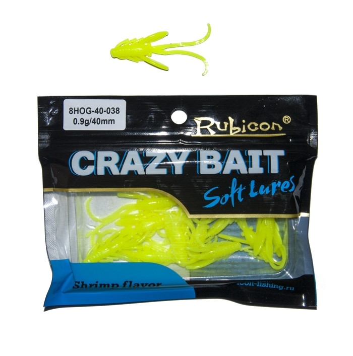 

Силиконовая приманка Rubicon Crazy Bait HOG 40 мм, 038, 12 шт., Зеленый, Crazy Bait HOG