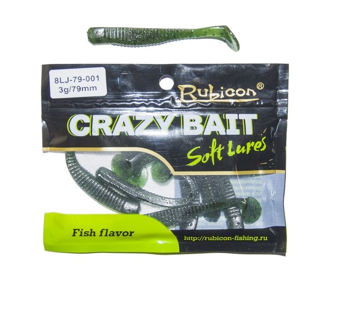 

Силиконовая приманка Rubicon Crazy Bait 79 мм, 001, 8 шт., Зеленый, Crazy Bait