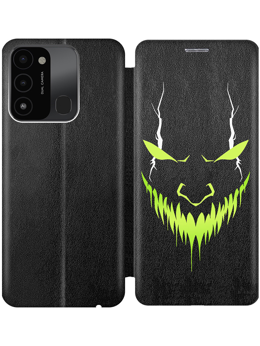 

Чехол-книжка на Tecno Spark 8C/Go 2022 с принтом "Evil Face" черный, Черный;белый;зеленый, 778678051