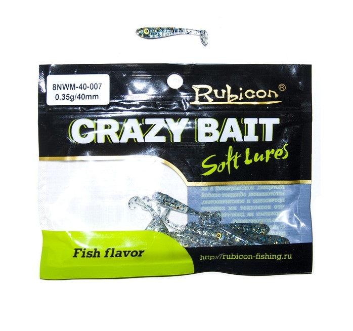 

Силиконовая приманка Rubicon Crazy Bait 40 мм, 007, 10 шт., Серебристый, Crazy Bait