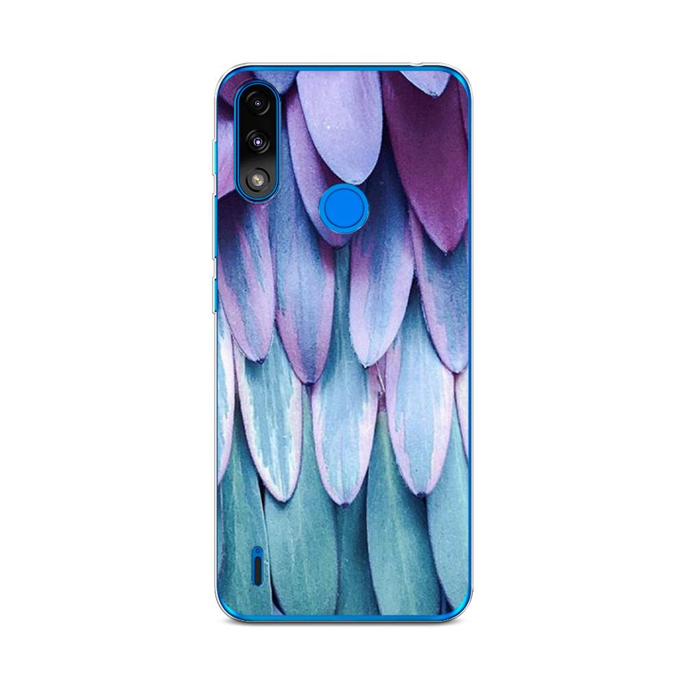 

Чехол на Lenovo K13/Motorola Moto E7 Power "Синее перо", Фиолетовый;голубой, 113050-3
