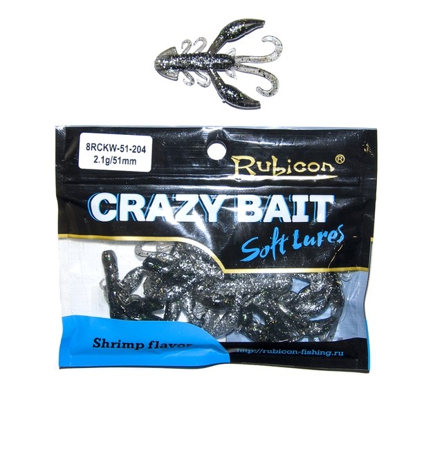 

Силиконовая приманка Rubicon Crazy Bait RCKW 51 мм, 204, 10 шт., Черный, Crazy Bait RCKW