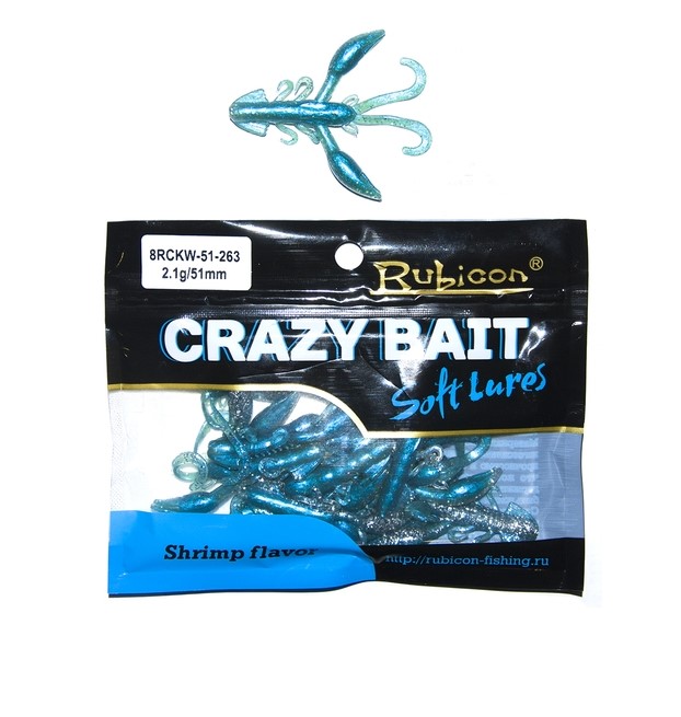 

Силиконовая приманка Rubicon Crazy Bait 51 мм, 263, 10 шт., Голубой, Crazy Bait