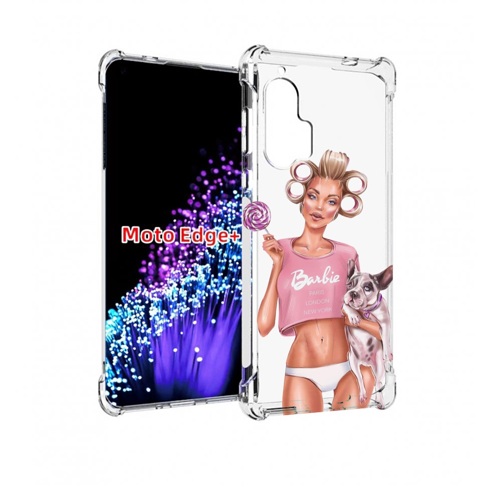 

Чехол MyPads Барби-с-собачкой женский для Motorola Edge+ Plus, Прозрачный, Tocco