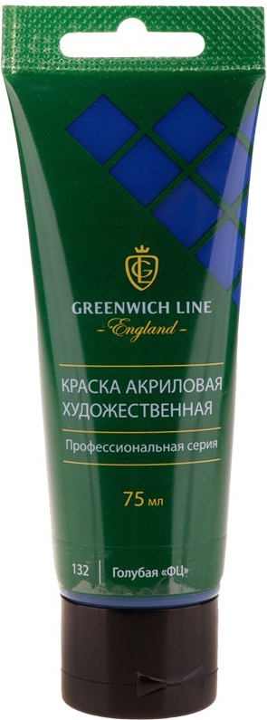 фото Краска акриловая художественная greenwich line, 75мл, голубая "фц"