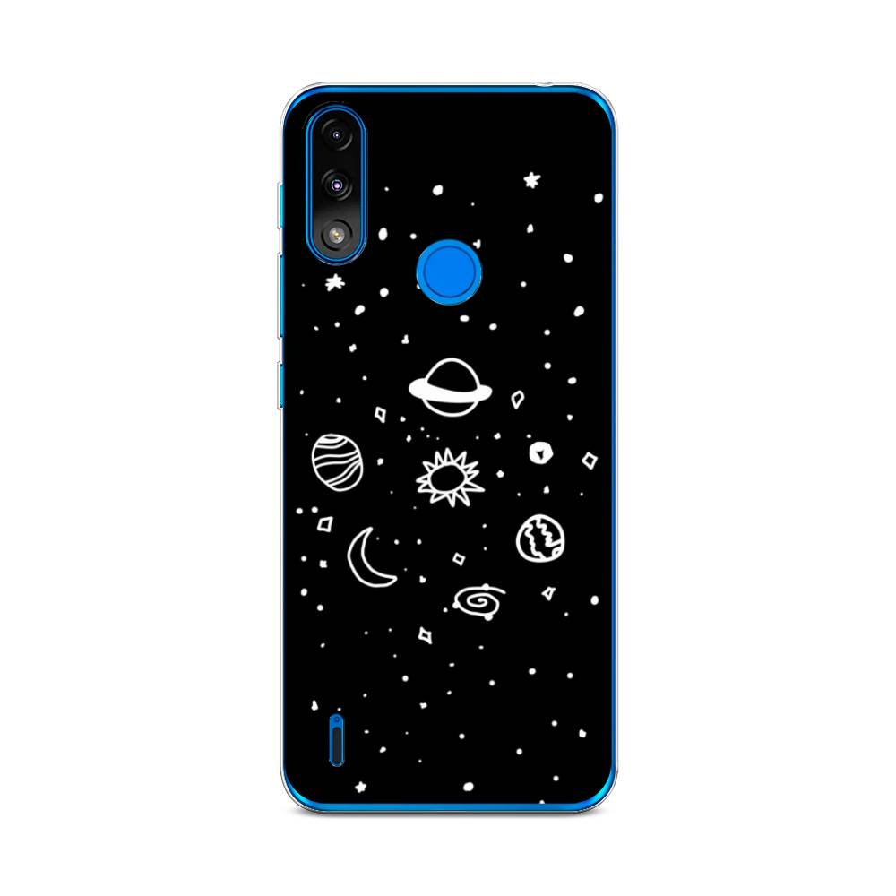 

Чехол на Lenovo K13/Motorola Moto E7 Power "Дудл солнечной системы", Бежевый;серый, 113050-2