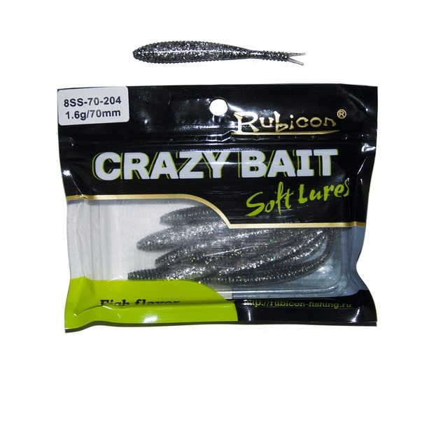 

Силиконовая приманка Rubicon Crazy Bait 70 мм, 204, 12 шт., Черный, Crazy Bait