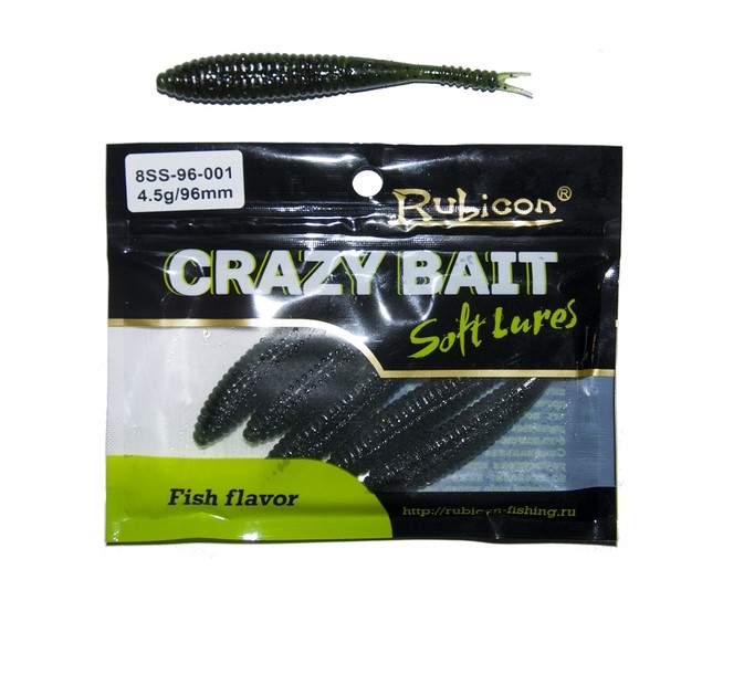 

Силиконовая приманка Rubicon Crazy Bait 96 мм, 001, 6 шт., Черный, Crazy Bait