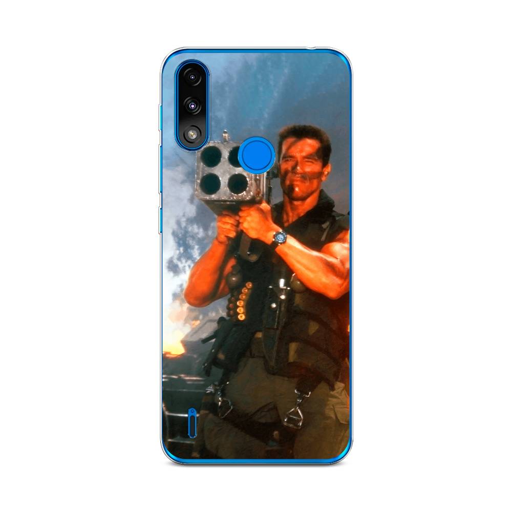 

Чехол на Lenovo K13/Motorola Moto E7 Power "Арнольд Шварцнеггер с базукой", Голубой;коричневый, 113050-6