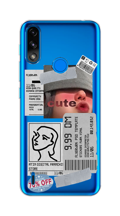 

Чехол на Lenovo K13/Motorola Moto E7 Power "Cute girl collage", Розовый;серый;голубой, 113050-6