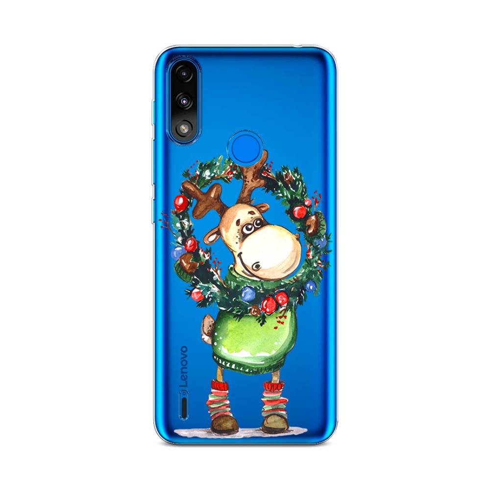 

Чехол на Lenovo K13/Motorola Moto E7 Power "Олень с новогодним венком", 113050-4