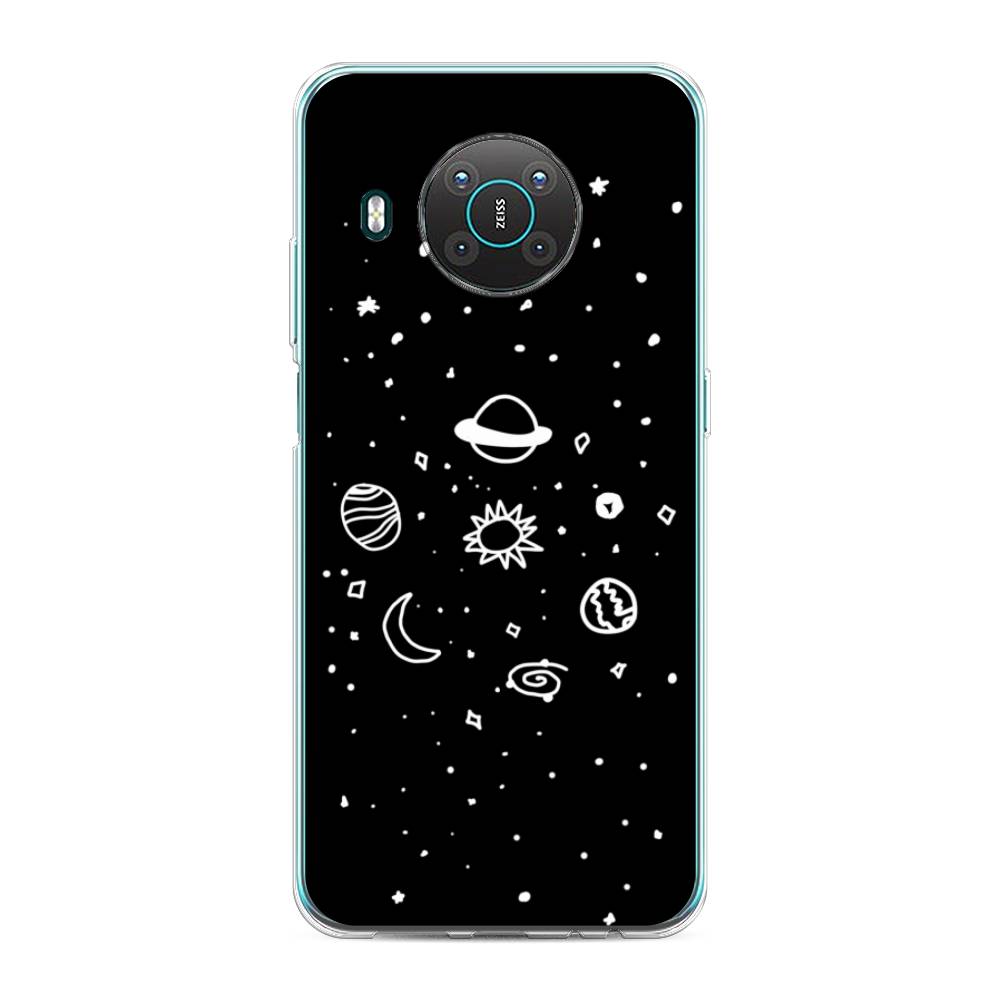 

Чехол на Nokia X20 "Дудл солнечной системы", Бежевый;серый, 124750-2