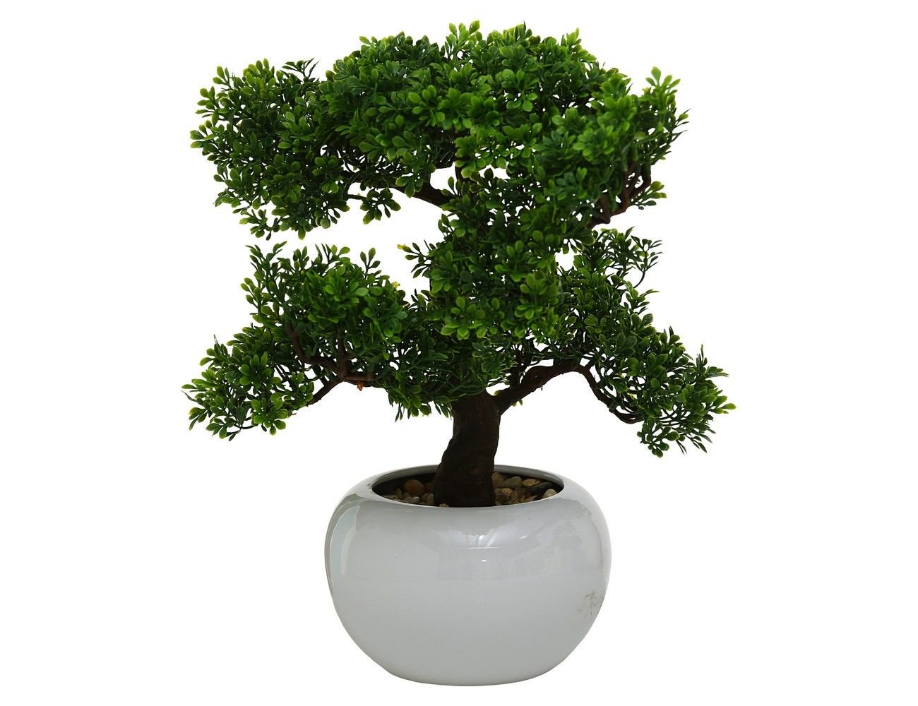 Элитное искусственное растение БОНСАЙ (лиственный) в белом кашпо 32х33 см, Boltze