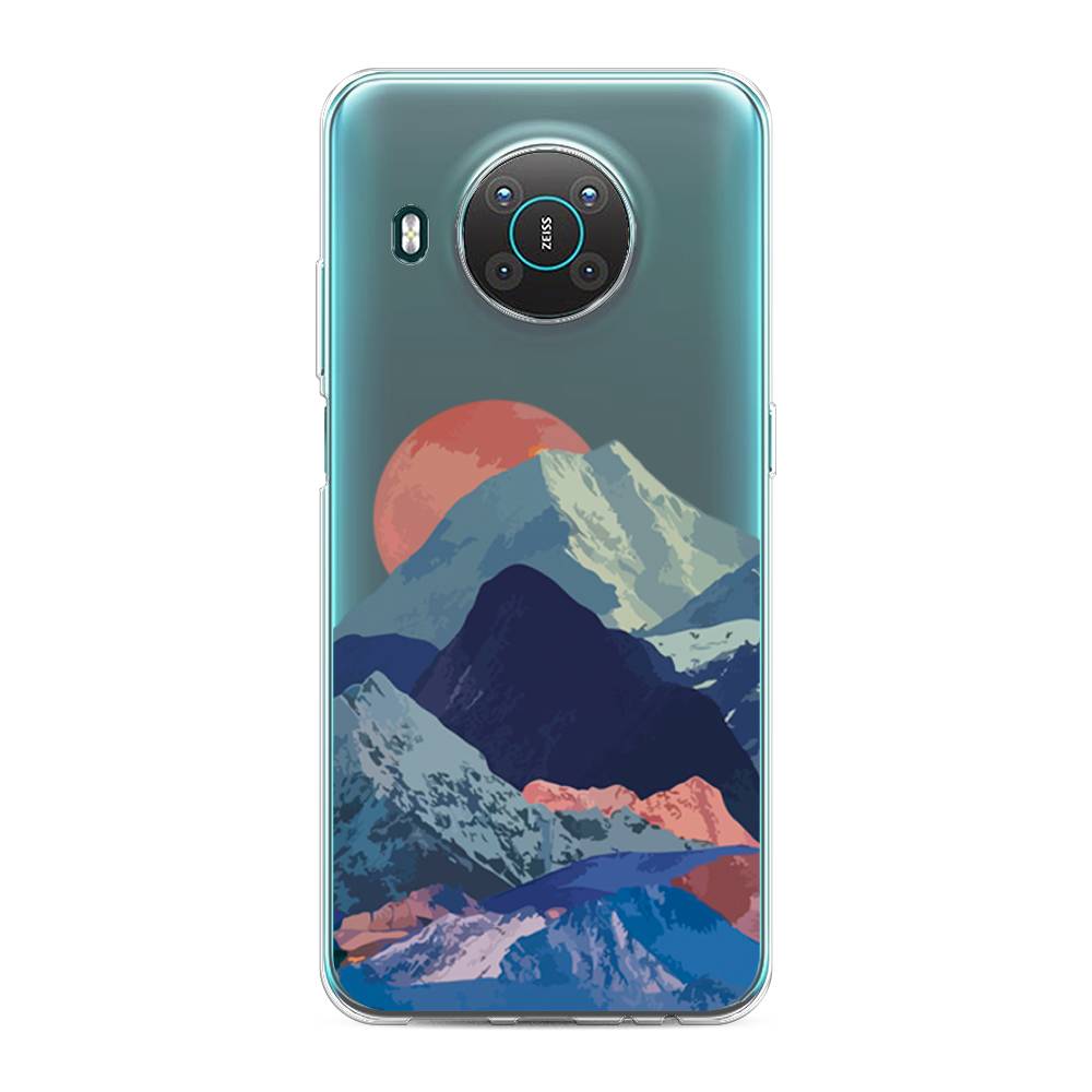 

Чехол на Nokia X20 "Закат в снежных горах", Красный;серый;голубой, 124750-2