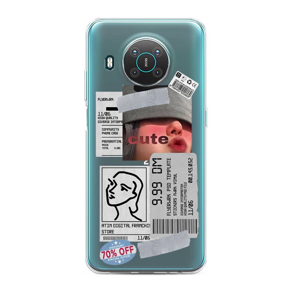 

Чехол на Nokia X20 "Cute girl collage", Розовый;серый;голубой, 124750-6