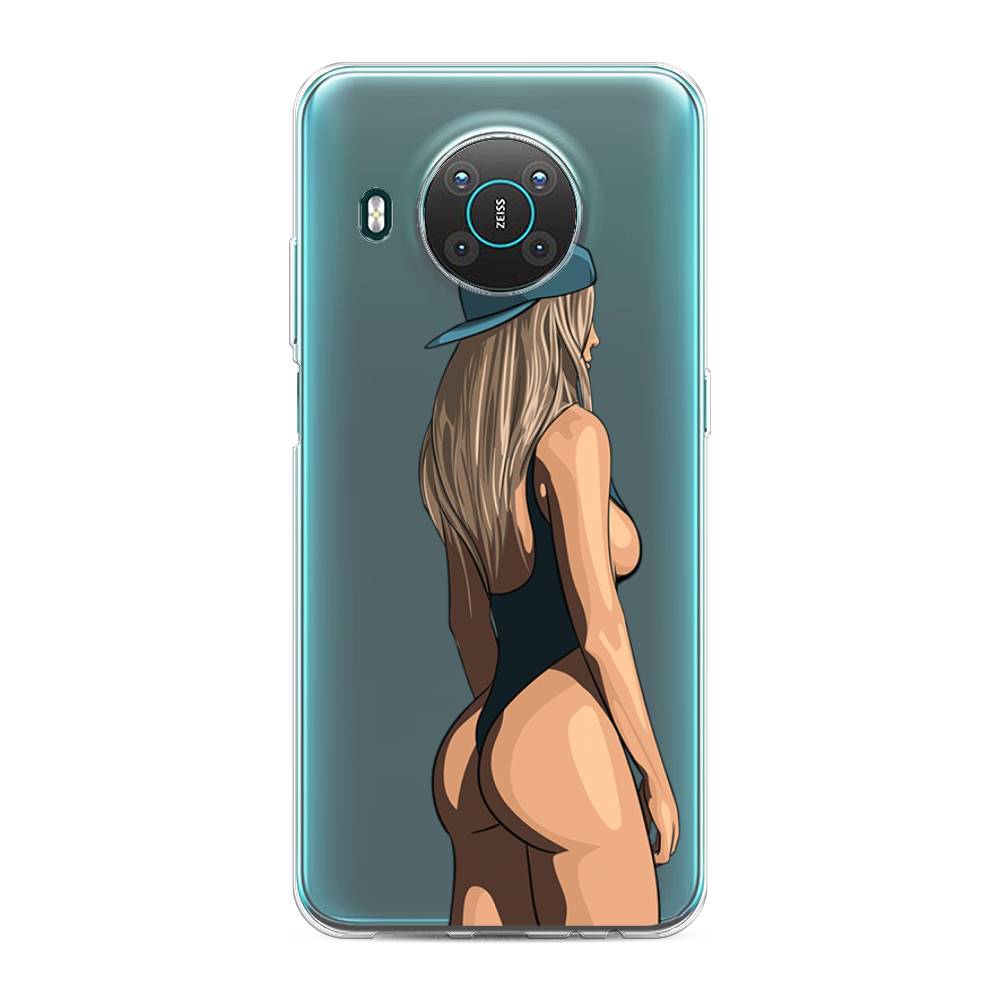 

Чехол на Nokia X20 "Девушка в черном купальнике", Зеленый;бежевый;черный, 124750-6