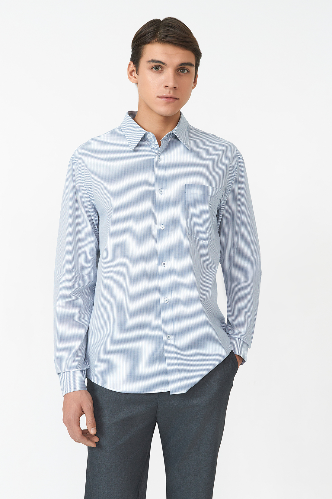 

Рубашка мужская Baon B6623510 синяя 3XL, Голубой, B6623510
