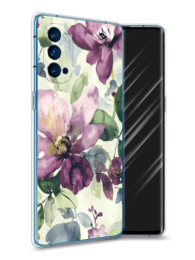 

Чехол Awog на Oppo Reno 4 Pro 5G "Сиреневые цветы-акварель", Разноцветный, 253750-10