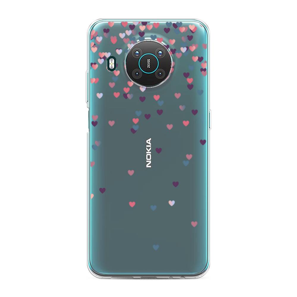 

Чехол на Nokia X20 "Посыпка сердечки", Розовый;фиолетовый, 124750-3