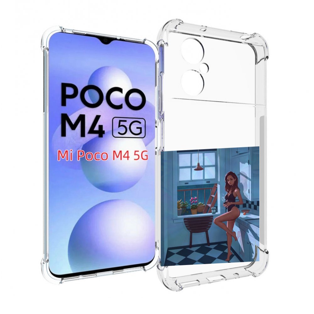 

Чехол MyPads девушка-на-кухне для Xiaomi Poco M4 5G, Прозрачный, Tocco